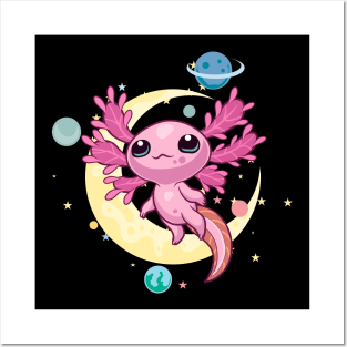 Space Axolotl kawaii pastel goth Posters and Art